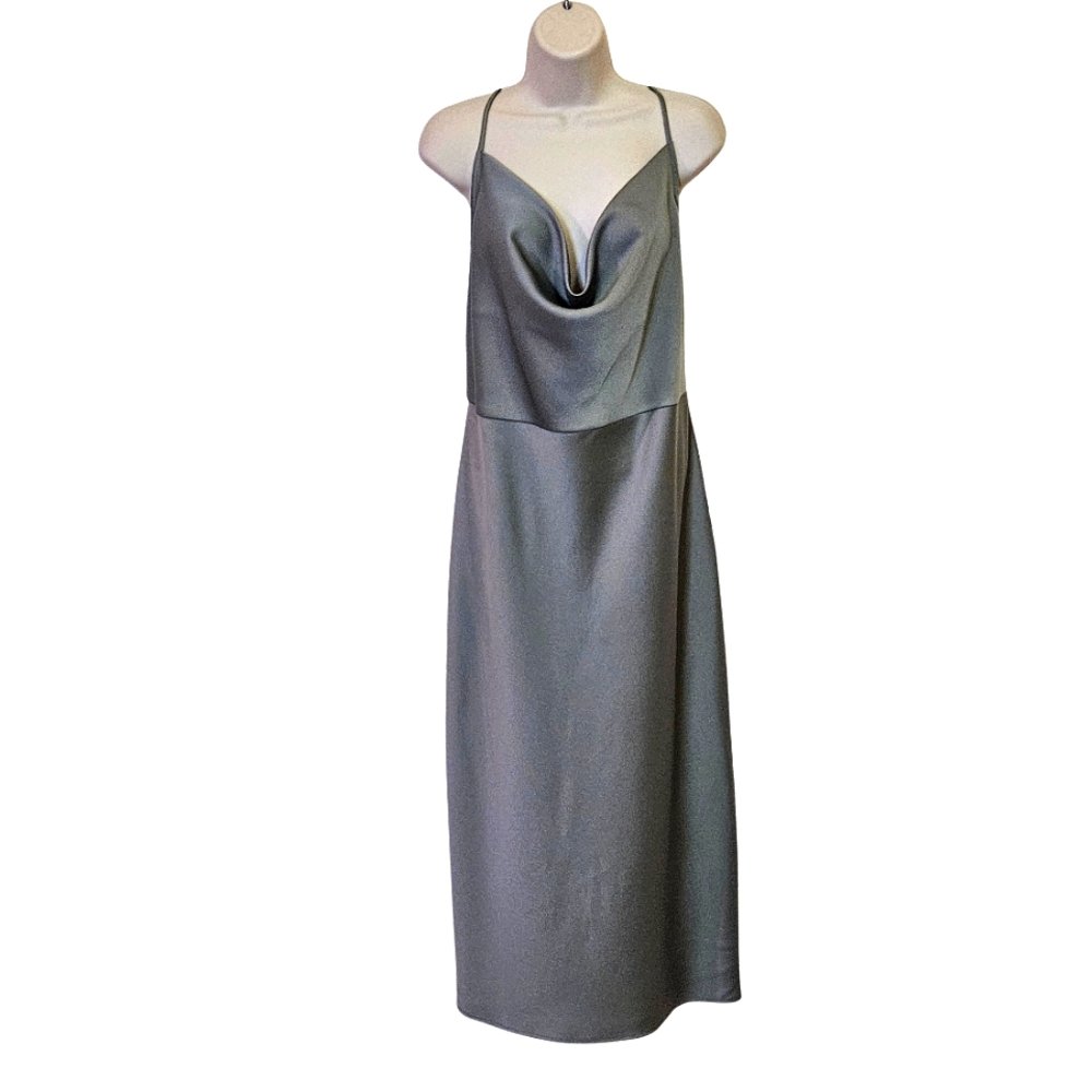 BHLDN Cali Moss Green Cowl Neck Sleeveless Midi Slip Dress,Size 16W